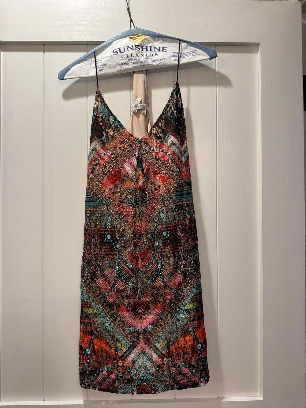 Lavender Brown Multicolor Tribal-Print Slip Dress